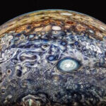 The Juno probe sent fresh photographs of Jupiter taken during its last approach to the planet